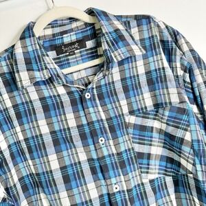 Fourcast Mens Size XL Blue Plaid Button Front Long Sleeve Shirt New Without Tags